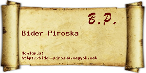 Bider Piroska névjegykártya