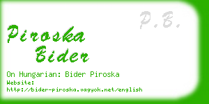piroska bider business card